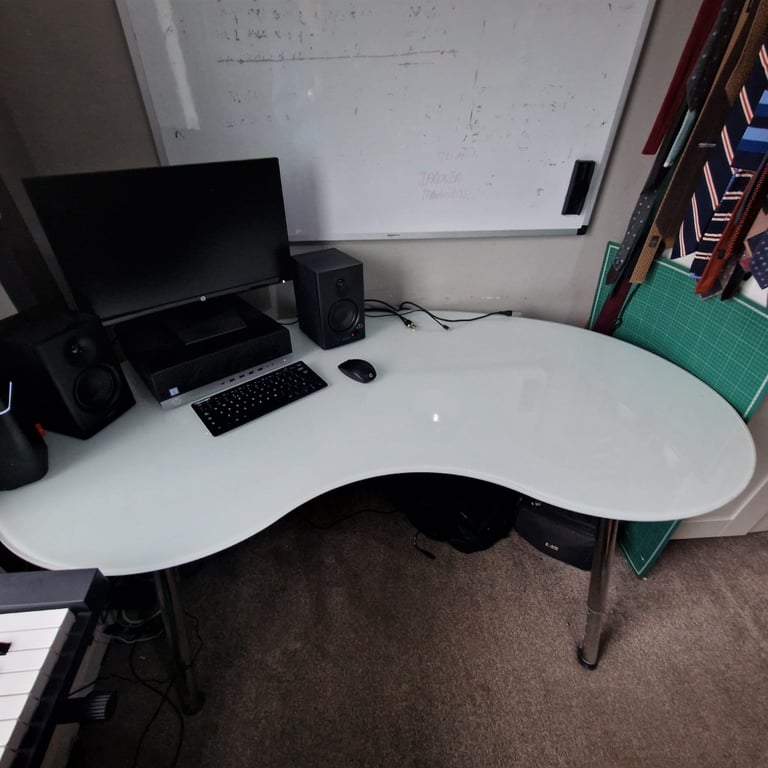 Ikea glass Galant kidney shaped desk 