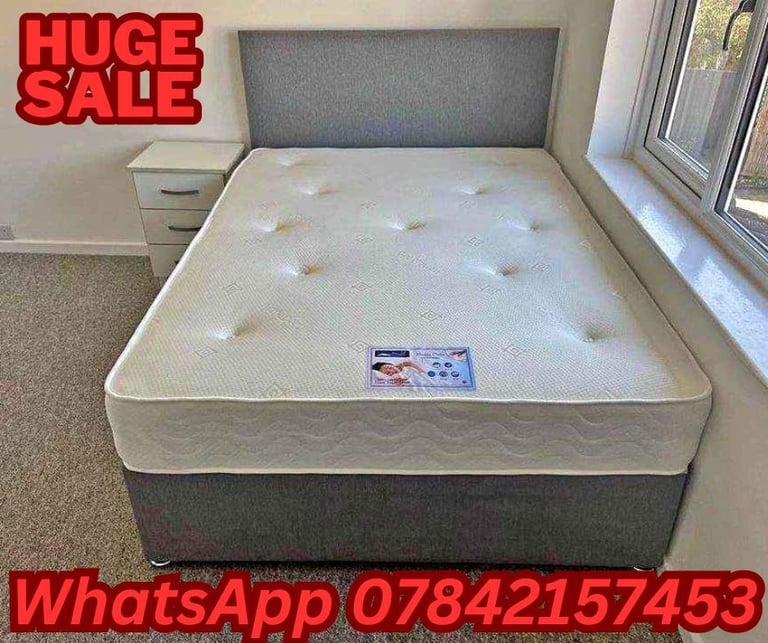 image for new collection double bed single bed With Comfortable Mattress 