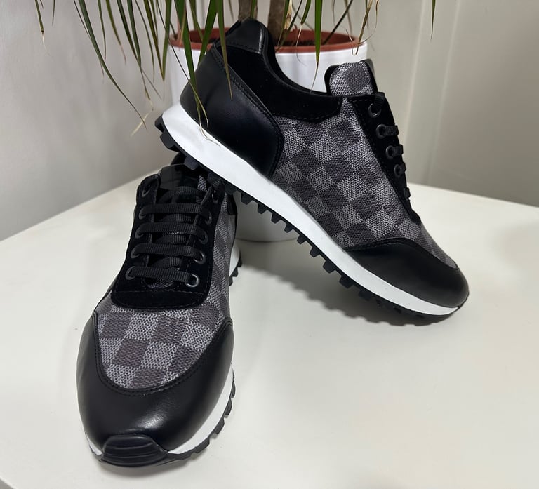 Men’s sports checkered trainers - Black white grey brown off white beige - All sizes UK 7 to UK 11