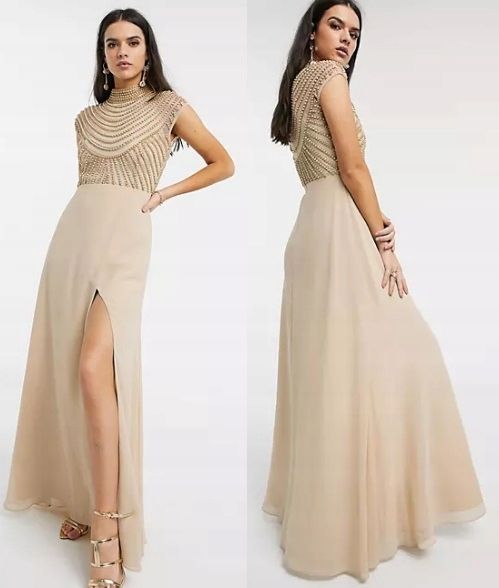 Asos Design Bridesmaid linear embellished bodice maxi dress with wrap skirt, RRP £85