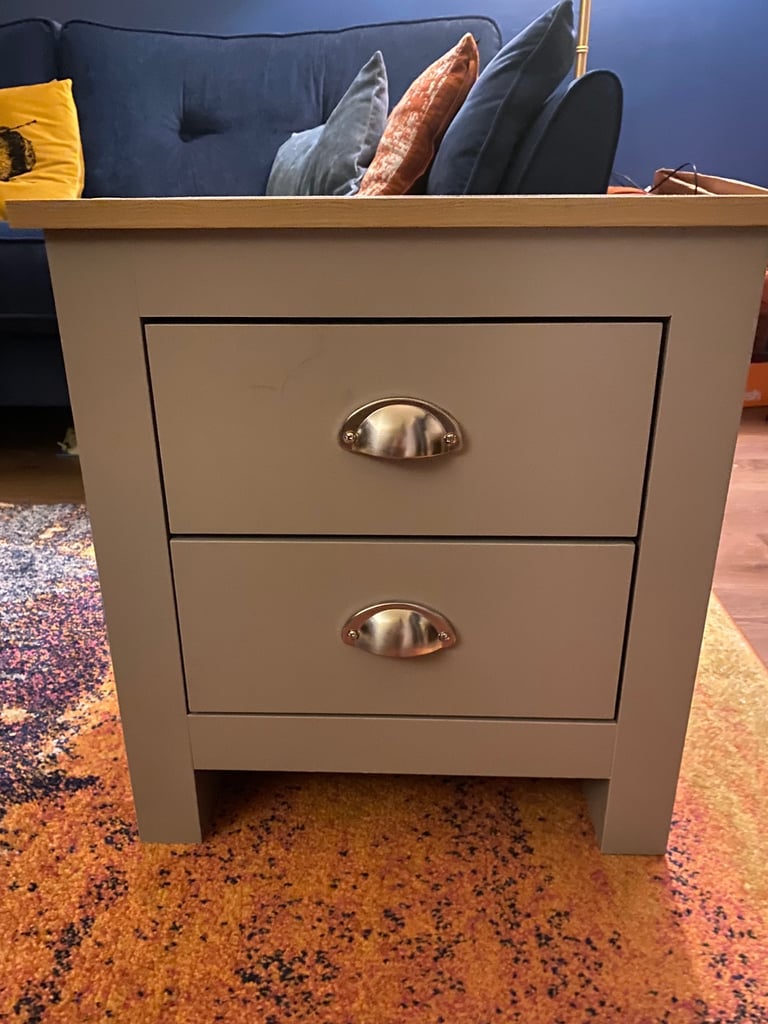image for Grey with wooden top bedside table