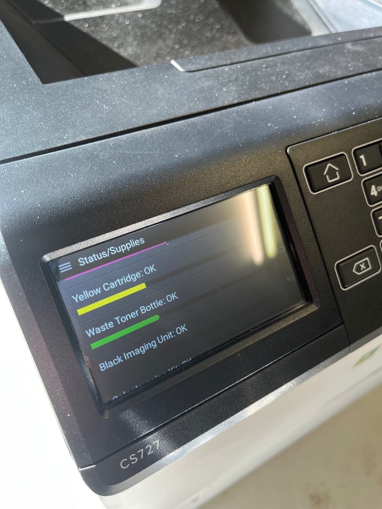 Lexmark CS720 colour laser printer - very little use.