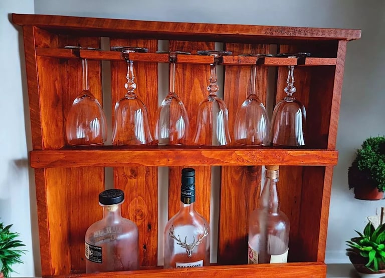  Whisky Wall Bar Wine Whisky Glasses Shelf Wall Decorative Rustical Home Pub