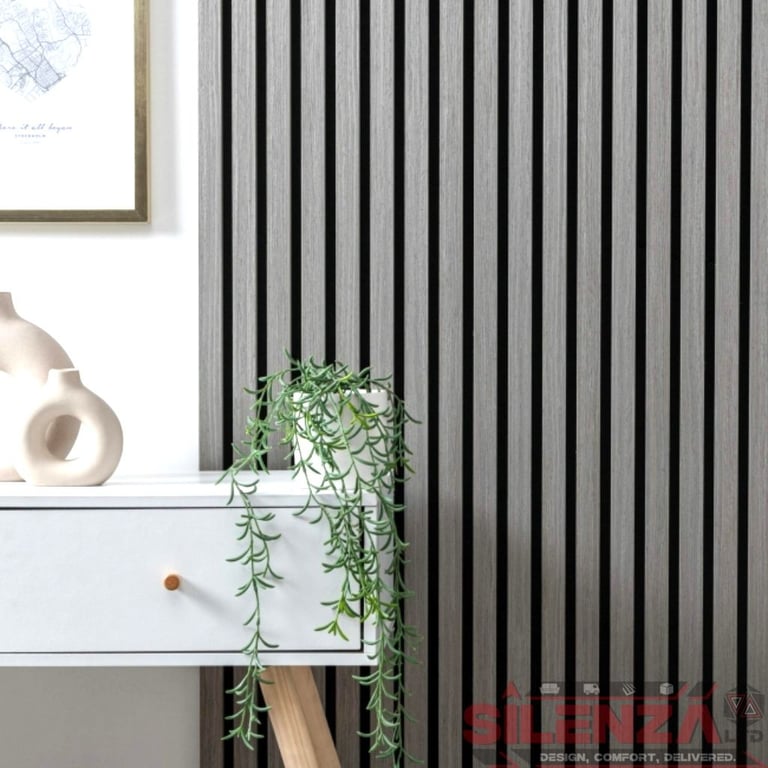 Slat Media Wall Panels 240x60cm Real Wood