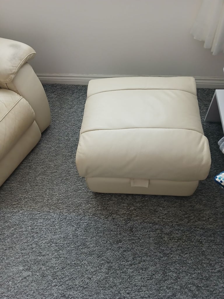 3&2 leather recliner sofas and footstool 