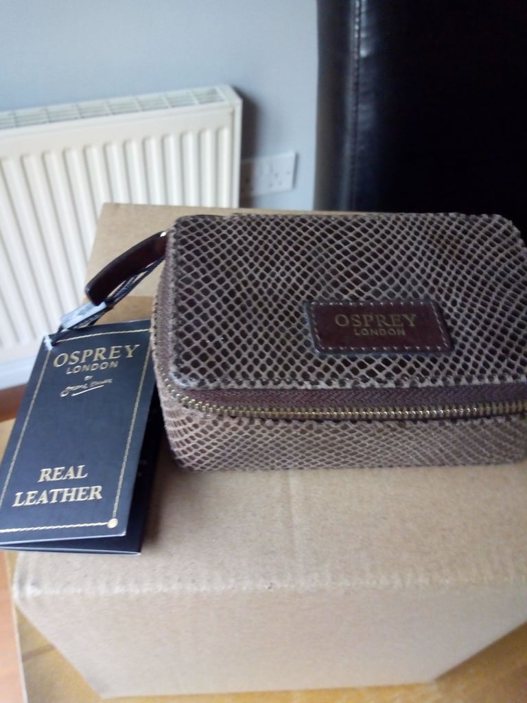 image for NEW BROWN CROC LEATHER OSPREY LONDON TRINKET/JEWELLERY BOX £65.00