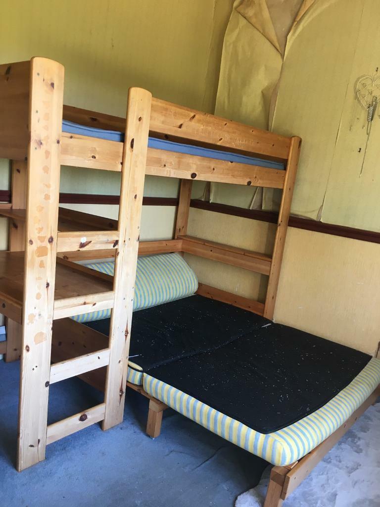 Stompa Pine Wood Single & Sofa/Double Bunk Bed with Desk Storage Drawers |  in Grange-over-Sands, Cumbria | Gumtree