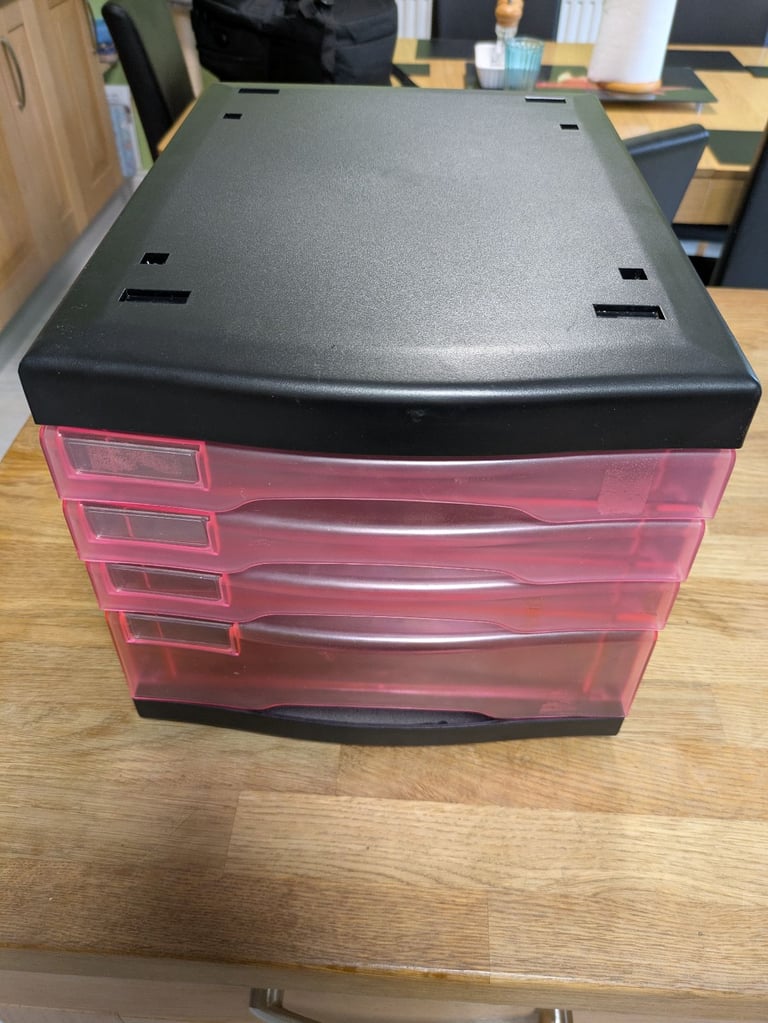 Metro pink and black A4 desktop storage drawers  organiser drawers filing craft etc  
