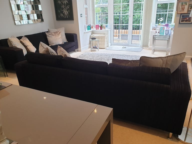 image for Contemporary 3 seater settees, two
