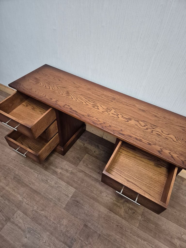 SOLID OAK Desk Office Desk Computer Table Writing Table Pedestal Desk 