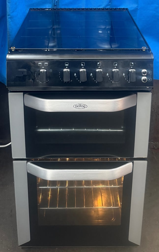 Belling FSG50DO 50cm Double Oven Gas Cooker - silver 