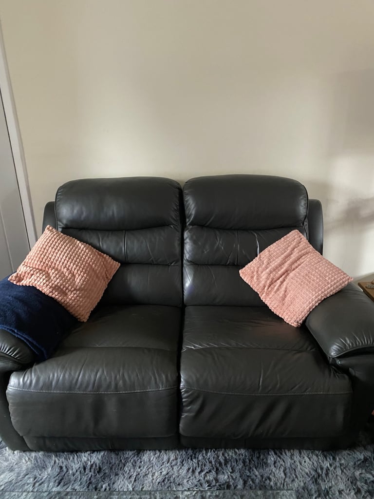 Quality Italian Leather Reclining 2 Seater Sofa and Chair