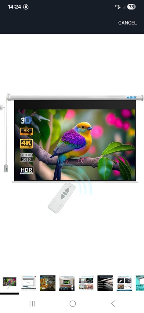 image for 120 inch motorized projector screen with remote snd warranty 