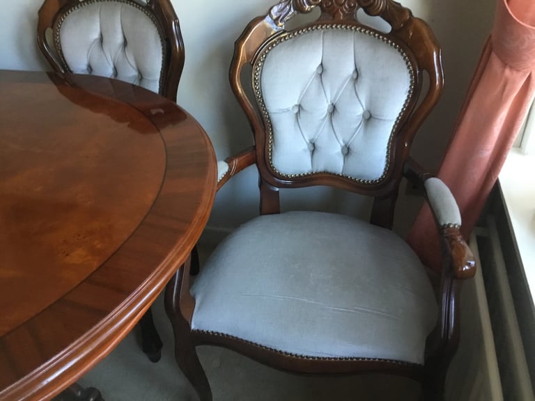 Polished Wood Dining Table & 8 Chairs