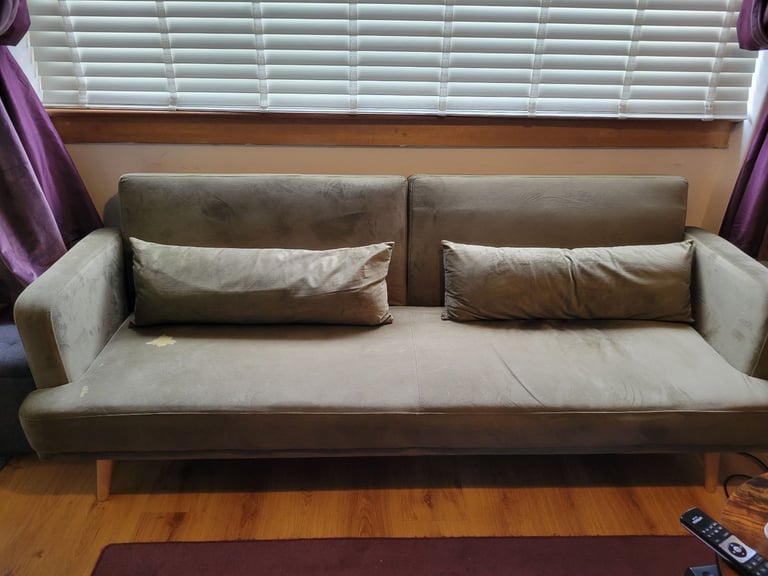 Habitat velvet sage green sofa bed