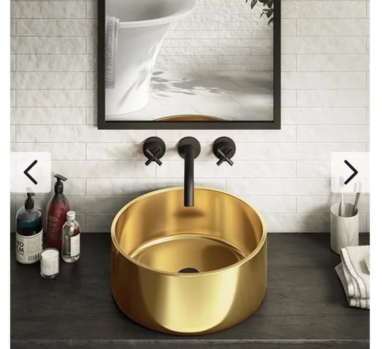 Arezzo Round 405mm Gold Ceramic Counter Top Basin