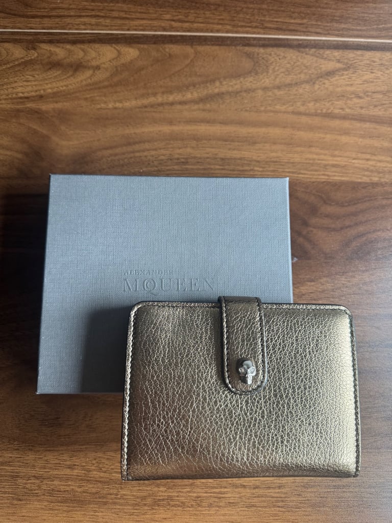 image for Alexander McQueen Gold Leather Wallet (Brand New with Box)