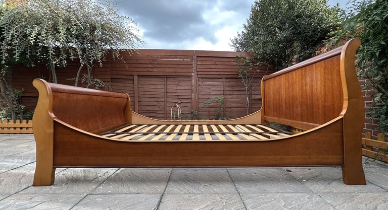Wonderful French Exigence Couture NF Sleigh Cherrywood King Bed Frame – Good Condition 