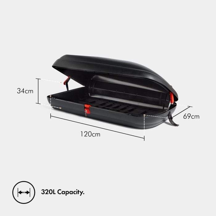VonHaus Car Roof Box – Hard Rooftop Carrier Storage for Camping, Tents, Bags, Luggage – 320L 
