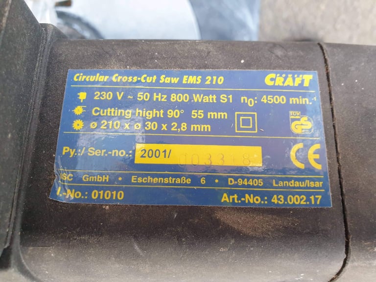 CRAFT 800W 210MM COMPOUND MITRE SAW CROSS-CUT SAW IN GOOD WORKING ORDER + CAN BE SEEN WORKING