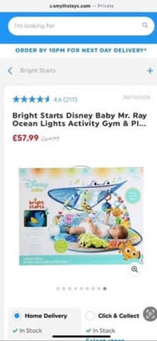 Bright Starts Disney Baby Mr. Ray Ocean Lights Activity Gym | in Aberdeen |  Gumtree