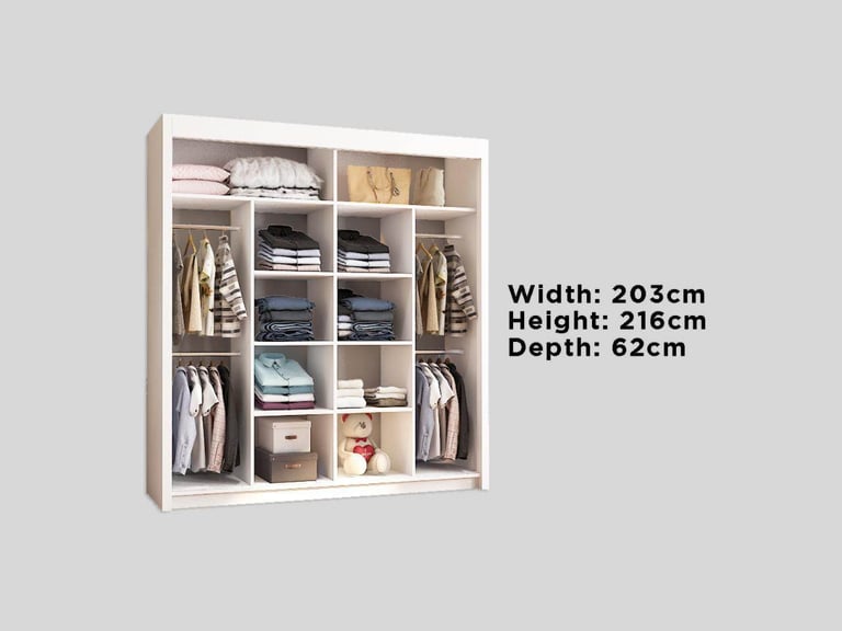 Brand New - Chicago Mirror Sliding Door Wardrobe - Grey - SAME/NEXT DAY DELIVERY