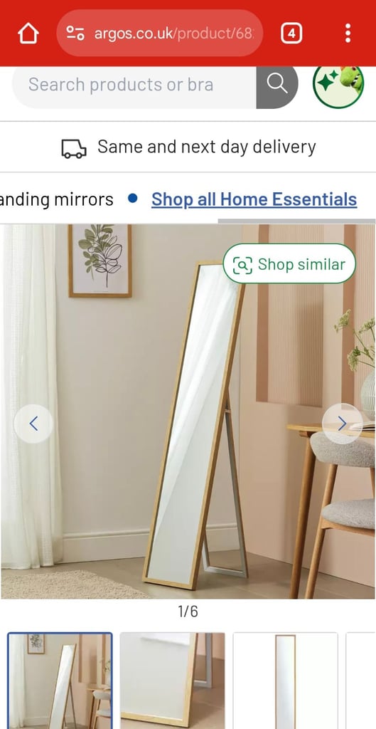 image for Oak Effect Free Standing Cheval Mirror