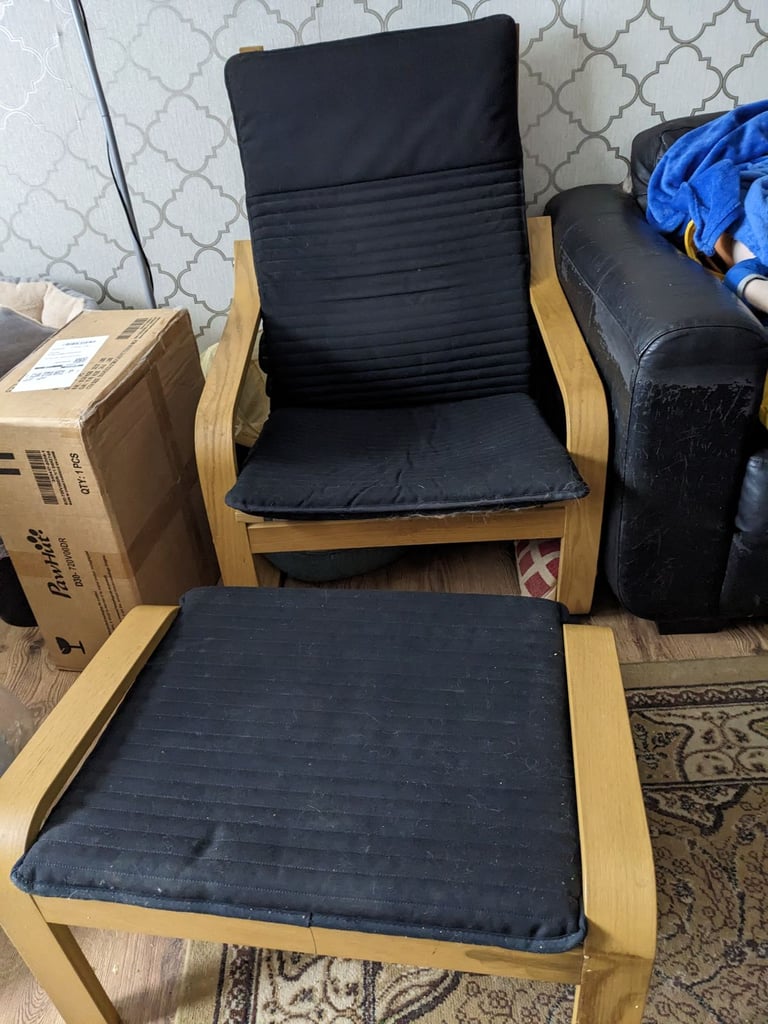 image for Single armchair with matching foot stool