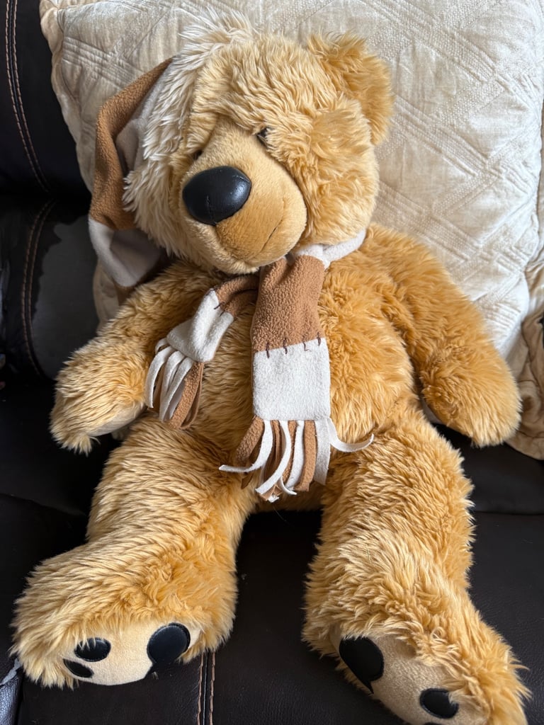 image for BHS Benjamin Teddy Bear 24&quot; 60cm Bedtime Hat & Scarf Christmas Plush Soft Toy