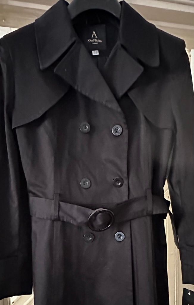 Anastasia - Black Women's Spring Belted Trench Coat Size 14 BRAND NEW WITH TAGS