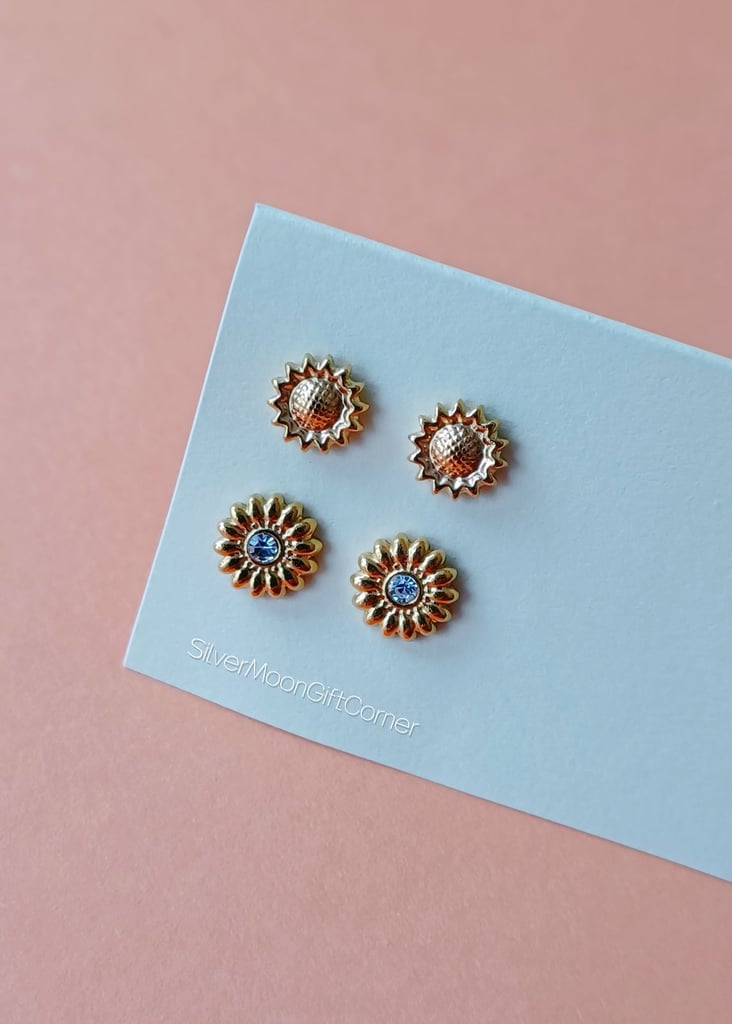  14K Gold Plated Stud Earrings Set Minimalist Dainty Earrings for Women, Girls & Mums