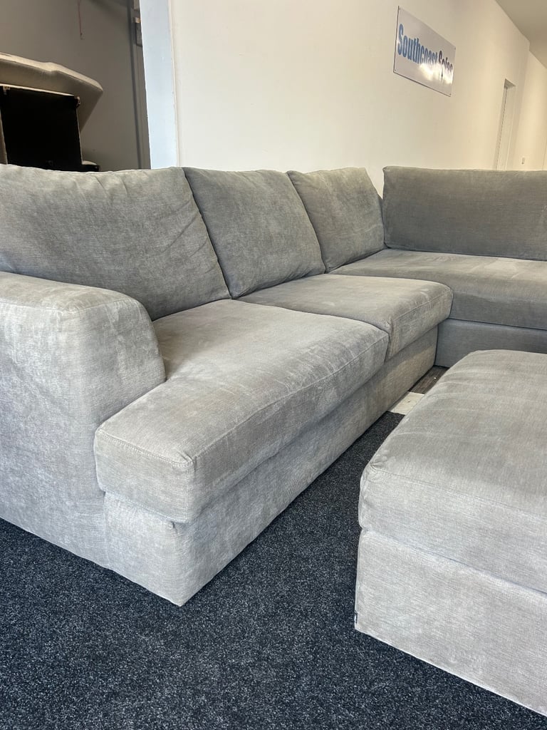 Grey NEXT L shape corner sofa with footstool (Can deliver!)