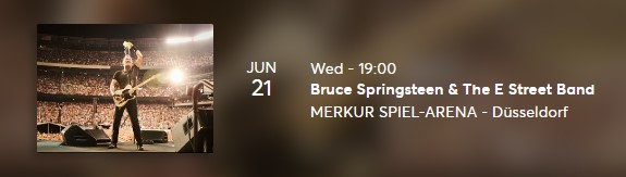 2 Tickets - Bruce Springsteen - 21 June - Dusseldorf Merkur Spiel-Arena