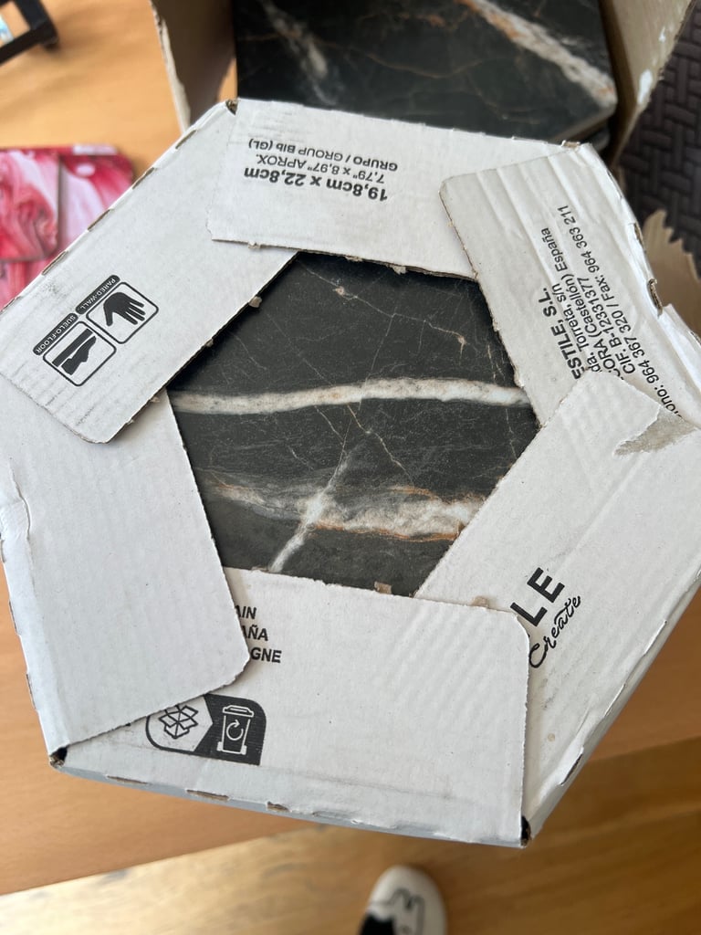 Black Marble Effect Hexagon Tiles