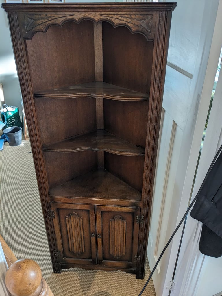 image for Wooden corner shelves and cupboard