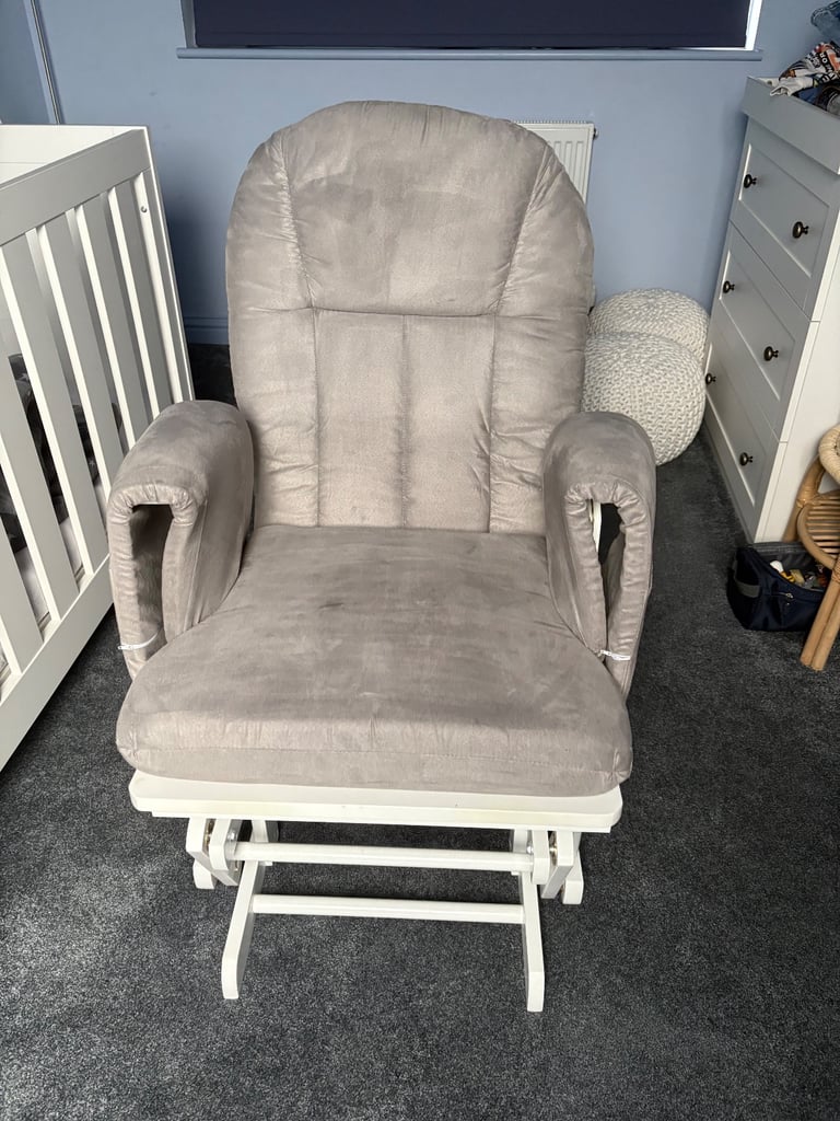image for GREY & WHITE NURSING CHAIR AND STOOL