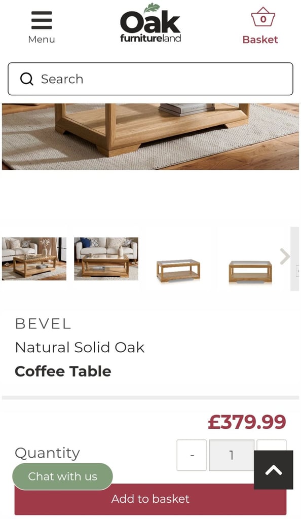 BEVEL Natural Solid Oak Coffee Table