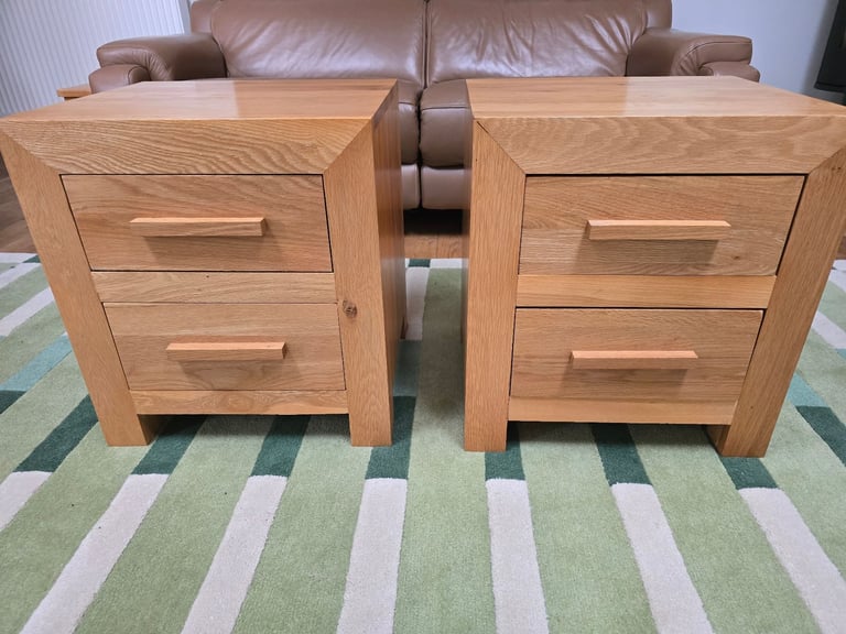 Solid oak bedside table cabinets ex Studio 1