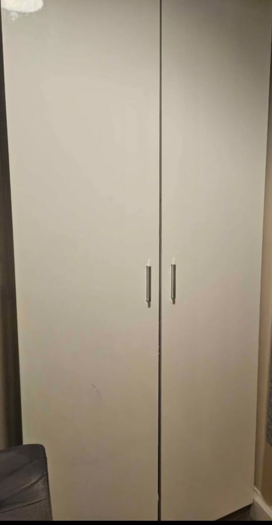 Elegant Soft Close 2 Door Wardrobe High Gloss White-Oak  1800x760x470mm Bedroom Furniture