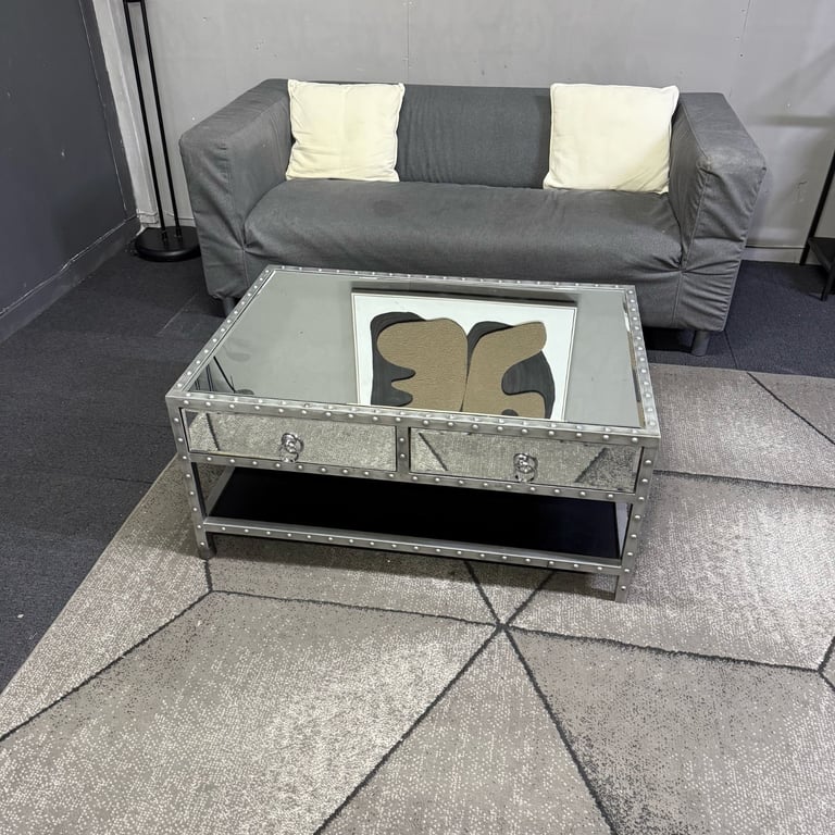 FREE DELIVERY Mirrored Coffee Table with 2 drawers, in good condition.