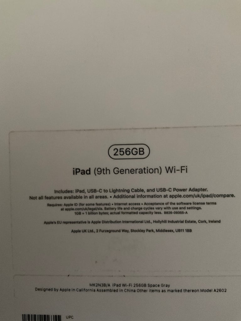 New iPad 9 generation 256 gb