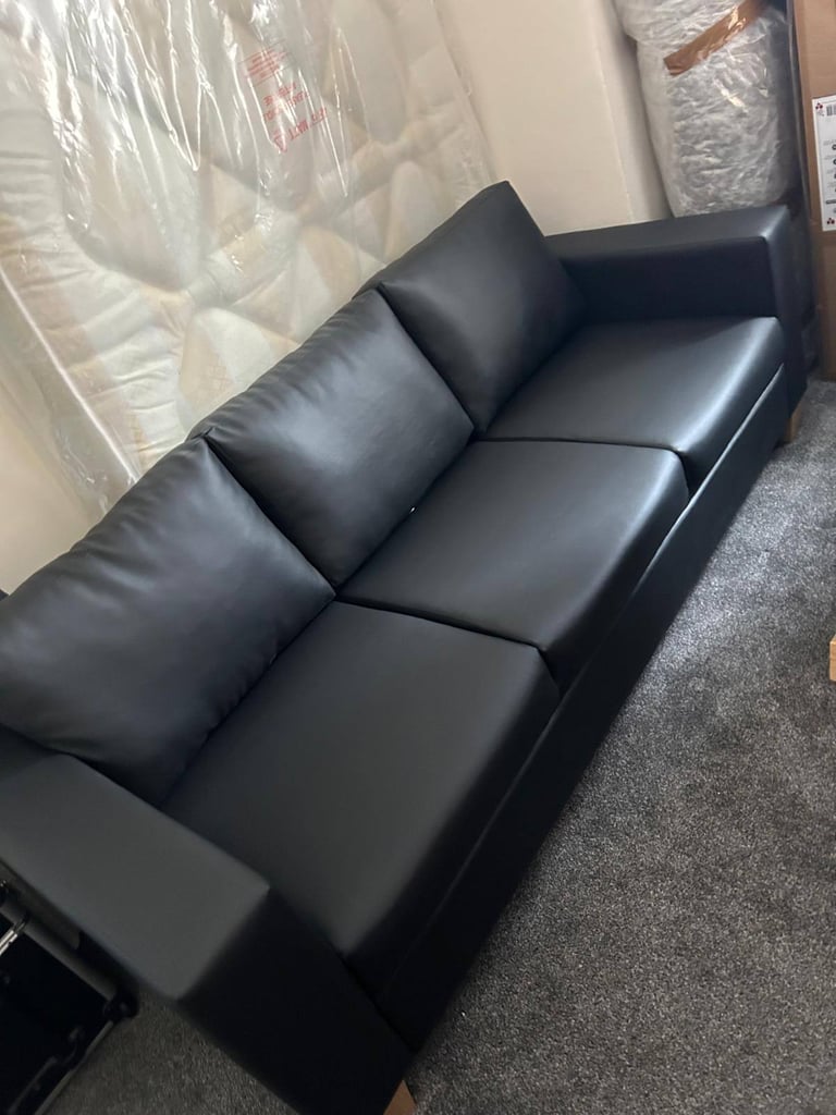image for 3 seater faux leather couch