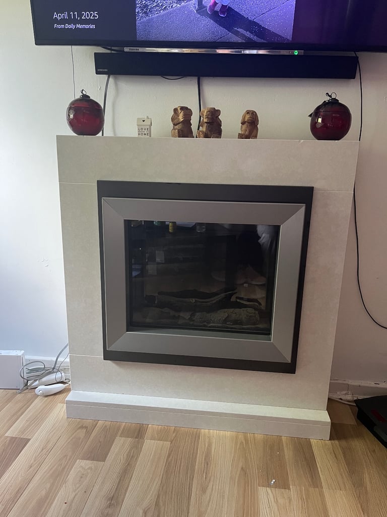 Fireplace Marble, electric fire and hearth