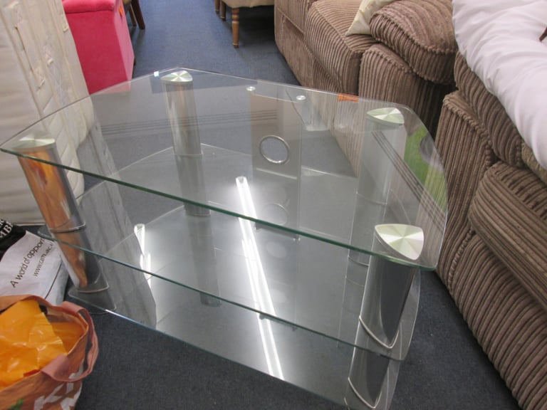 GLASS 3-TIER TV STAND at HAVEN TRUST CHARITY SHOP