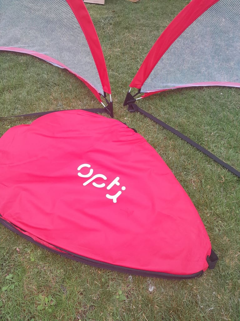 Twin portable pop up football by opti at Argos.  Plus storage bag and box