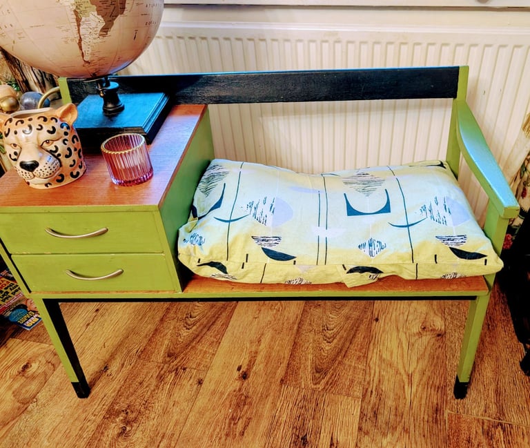 image for Chic wooden telephone table with cushion