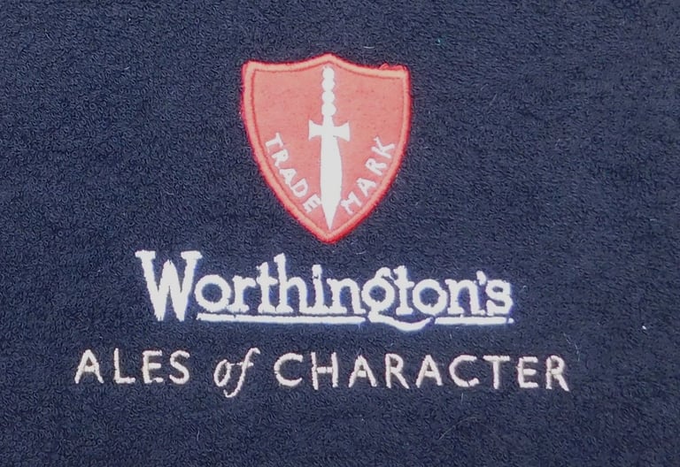 Worthington Pub Bar Towel with Embroidered Logo. 100 % Cotton.