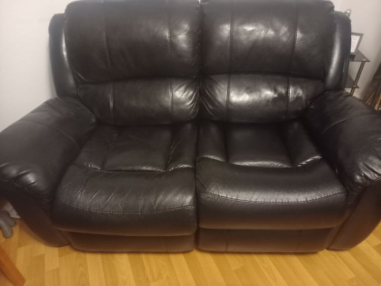 image for 2 seater reclining leather settee 