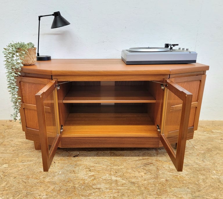 Retro Nathan Squares Teak Sideboard/TV Unit/Record Cabinet - Mid Century G-Plan Era