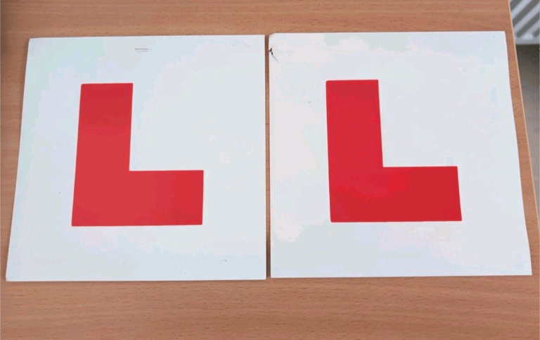 L plates and interior suction mirror for learner drivers